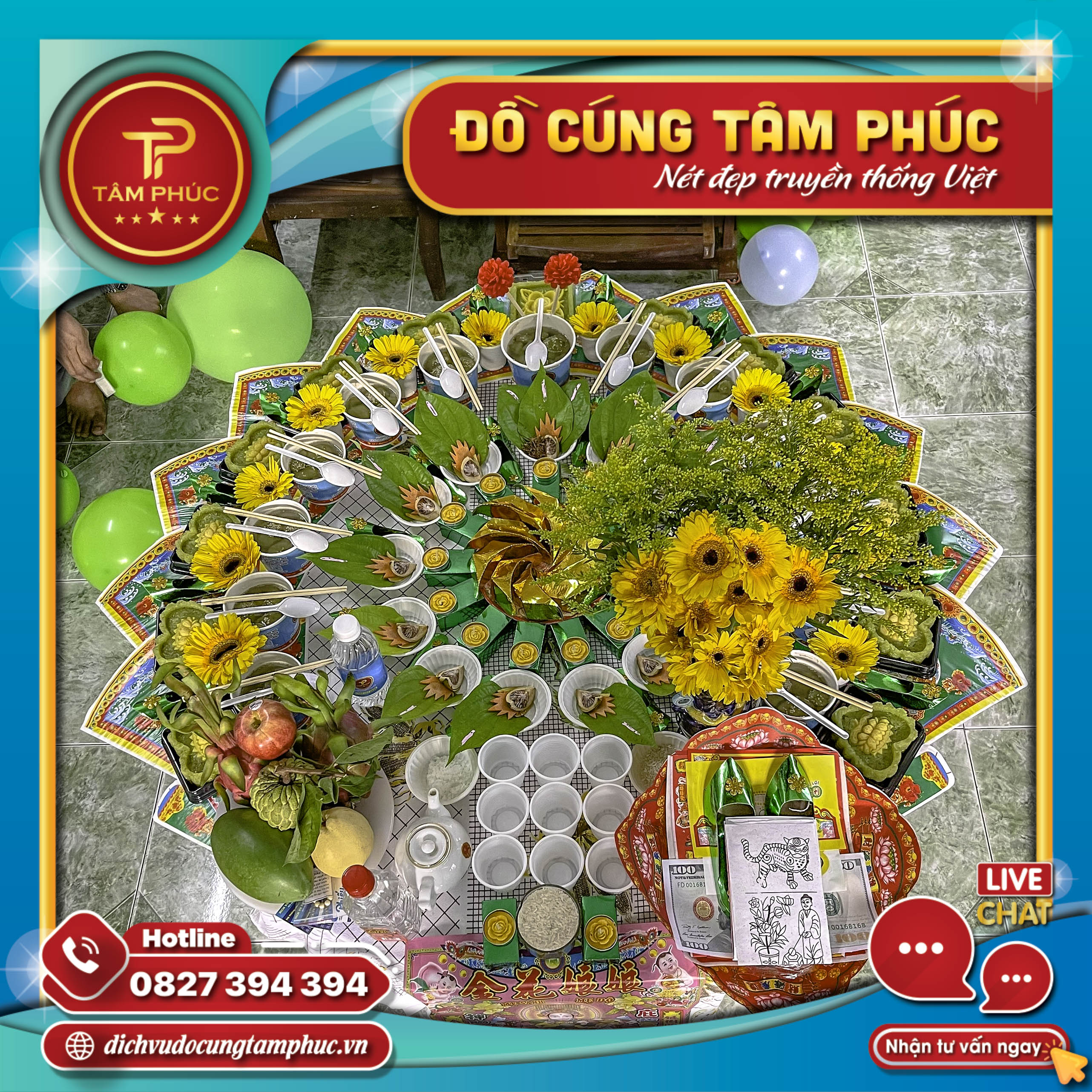 Mâm cúng Thôi Nôi gói Chay cho các bé.